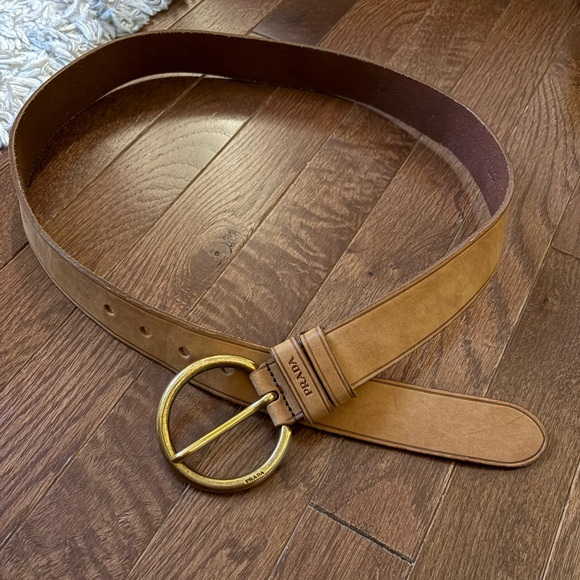Prada Camel Leather Belt with Brass Buckle. Size 40 - Picture 1 of 7